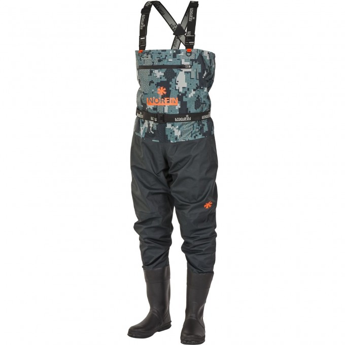 Полукомбинезон забродный NORFIN PILOT CAMO BOOTFOOT р.44-XL с сапогами резина 83400-44-XL