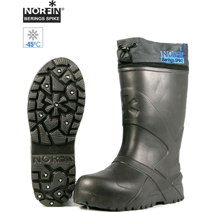 Сапоги зимние NORFIN BERINGS SPIKE с манжетой и шипами, антрацит -45С EVA р.38-39 14863-3839